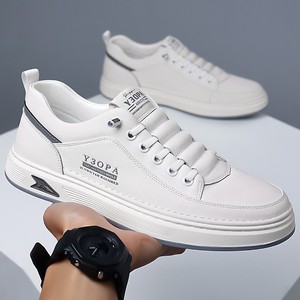 Y3OPA Chaussures en cuir décontractées respirantes pour hommes, bout rond, à lacets, couleur unie, style marche - Product Image 3