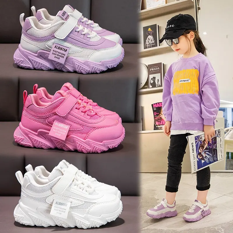 Conyson Hot Sale Kids Sport Shoes Giris Sneakers Breatehable Mesh New Designers Child Walking Tennis Lace Up Kids' Sport Shoes