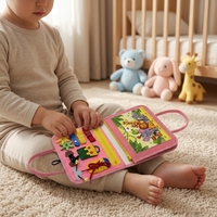 Livre sensoriel Montessori personnalisable en feutre, livre d'activités pour bébé, apprentissage sensoriel, livres à autocollants magiques réutilisables, jouets pour enfants