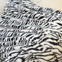 Couverture en fourrure de lapin imprimé zèbre noir et blanc, douce et moelleuse, motif animalier, pour lit, canapé, textile d'hiver, vente en gros