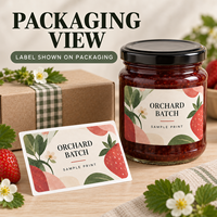 Étiquette autocollante personnalisée en vinyle pour bocaux de confiture, emballages alimentaires et impression de logo de marque privée avec illustration