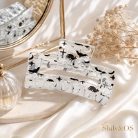 Shily&OS Custom Dierenprint Krabklem 8,5cm Vierkant Luipaard Koe Rock Stripe Amber Zand Flow Haaraccessoire Groothandel