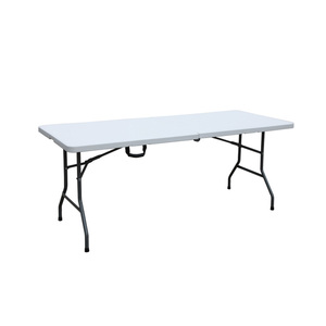 6ft solid steel frame HDPE table top Party Dining rental plastic Folding outdoor table