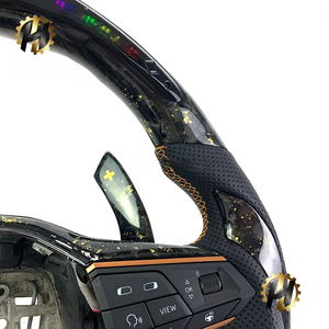 Volant en fibre de carbone forgé sur mesure avec LED, cuir/pour SEAT <span class=keywords><strong>Cupra</strong></span> <span class=keywords><strong>Leon</strong></span> X 1 FR MQB EVO PQ, style <span class=keywords><strong>racing</strong></span> (D/Flat/F1) - Product Image 5