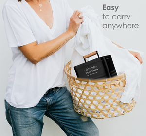 Porte-feuille de séchage en métal Tablettes de lavage en poudre Conteneur à capsules Dosettes de lavage Poubelle de buanderie Manche en bois Feuille de séchage en métal - Product Image 5