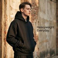 Großhandel Benutzerdefiniertes Logo Herren Schwergewichts-Hoodie Baumwolle Drop-Shoulder Einfarbiger Fleece-Pullover mit Tasche Sweatshirt