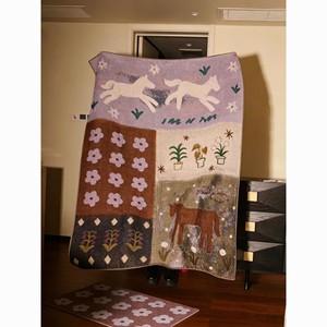 Cream Horse Safari Scene Flannel Blanket <b>Throw</b> Blanket Nap Blanket Wholesale Cozy Warm <b>Super</b> <b>Soft</b> for Home Office Nap - Product Image 2