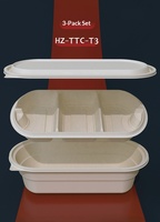 Boîte alimentaire biodégradable en amidon de maïs pour la préparation des repas au bureau, 1100 ml, boîte à lunch jetable pour la restauration à emporter