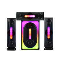 Système de haut-parleurs home cinéma en bois 3.1 avec 3 enceintes (caisson de basses 40W, 2x13W) et télécommande sans fil