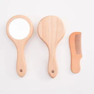 baby hair brush and comb set for newborn wooden baby product 2022 baby brush soft bristle eco for Inf ant kid Easy to clean and