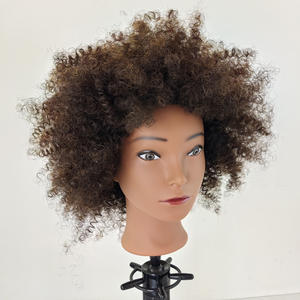 Tête de mannequin de formation de cheveux humains de <span class=keywords><strong>salon</strong></span> tête de poupée de mannequin de cheveux <span class=keywords><strong>afro</strong></span> bouclés pour la pratique de tressage de style de coupe d'école - Product Image 5