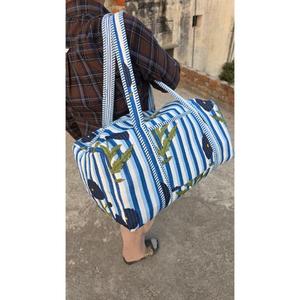 Quilted Cotton Duffle <b>Bag</b> Handcrafted With Traditional Block Print Stylish Lightweight Durable And Spacious <b>Bag</b> Perfect - Product Image 5