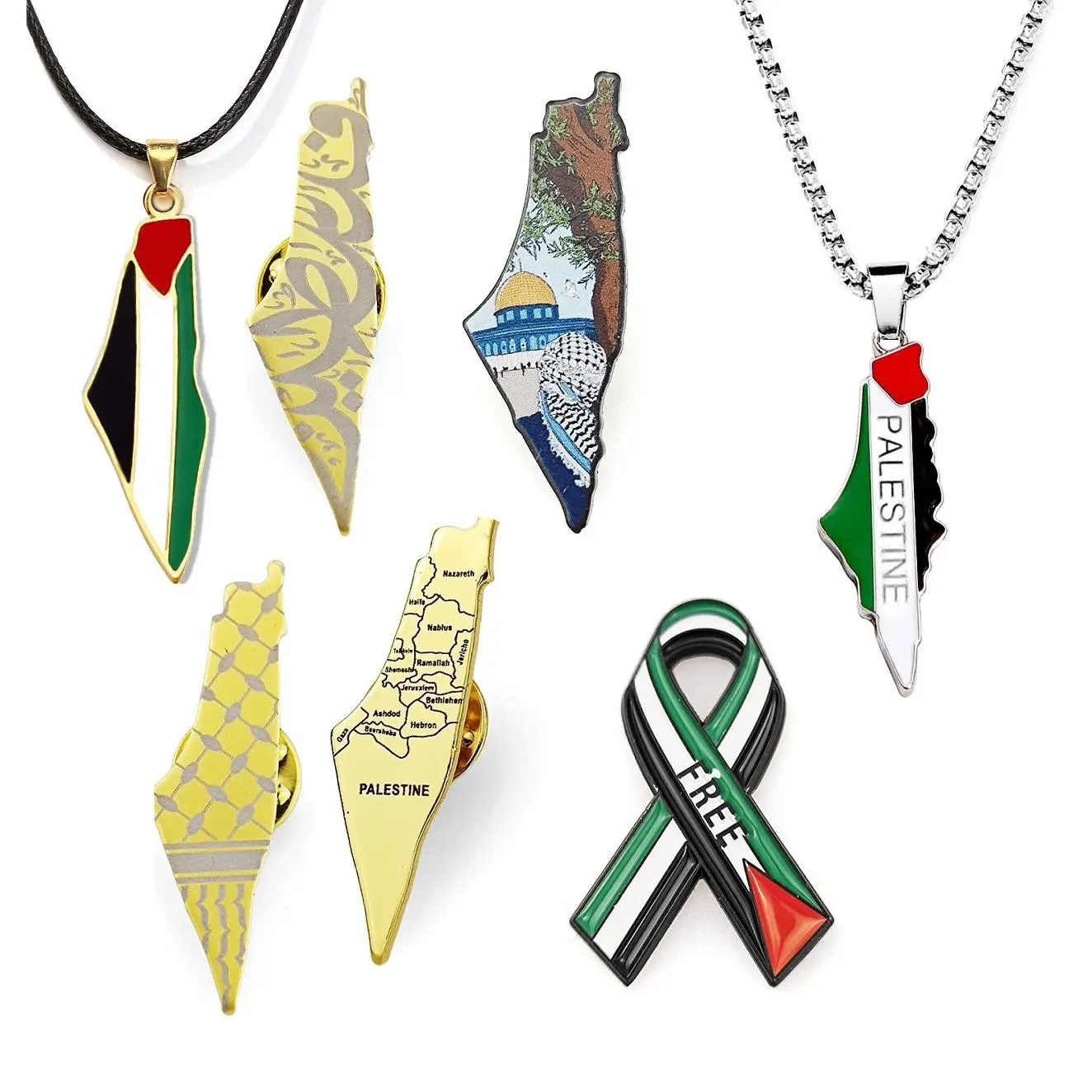 Decorações personalizadas para a Palestina alfinetes esmaltados lapela lenço bandeira mapa broche emblemático produtos lembrança presentes