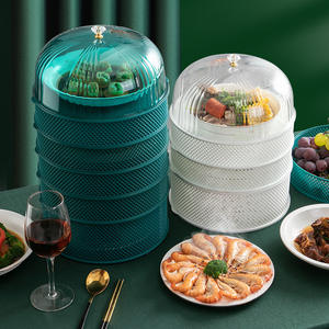 Couvre-plat rond empilable avec couvercle à clipser pour la conservation des aliments frais dans la cuisine, pour le rangement des plats et des bols, et pour les fêtes. - Product Image 3