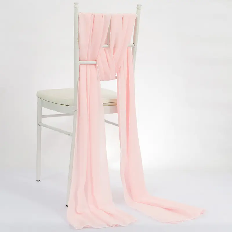 Wholesale American Wedding Party Banquet Decor Chiffon 70*300 Cm Blush Pink Chair Sashes Solid Color