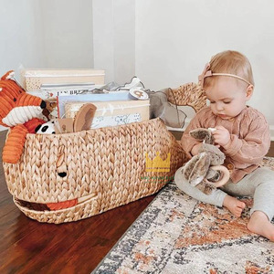 Water Hyacinth Whale <b>Storage</b> <b>Box</b> Novelty Design For Living Room <b>Kids</b> <b>Storage</b> Eco-friendly, Durable, Lightweight - Product Image 3