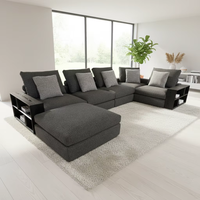 Modernes Weißes Leinen-Ecksofa-Set Minimalistisches Modulares Design Holz für Wohnzimmer-Möbelset