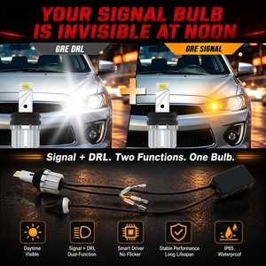 Luce di Segnalazione LED Bicolore 1156 BA15S P21W CANBUS, Lampadine 7440 T20 BAU15S PY21W, Luce Diurna per Auto 12V Giallo Bianco - Product Image 2