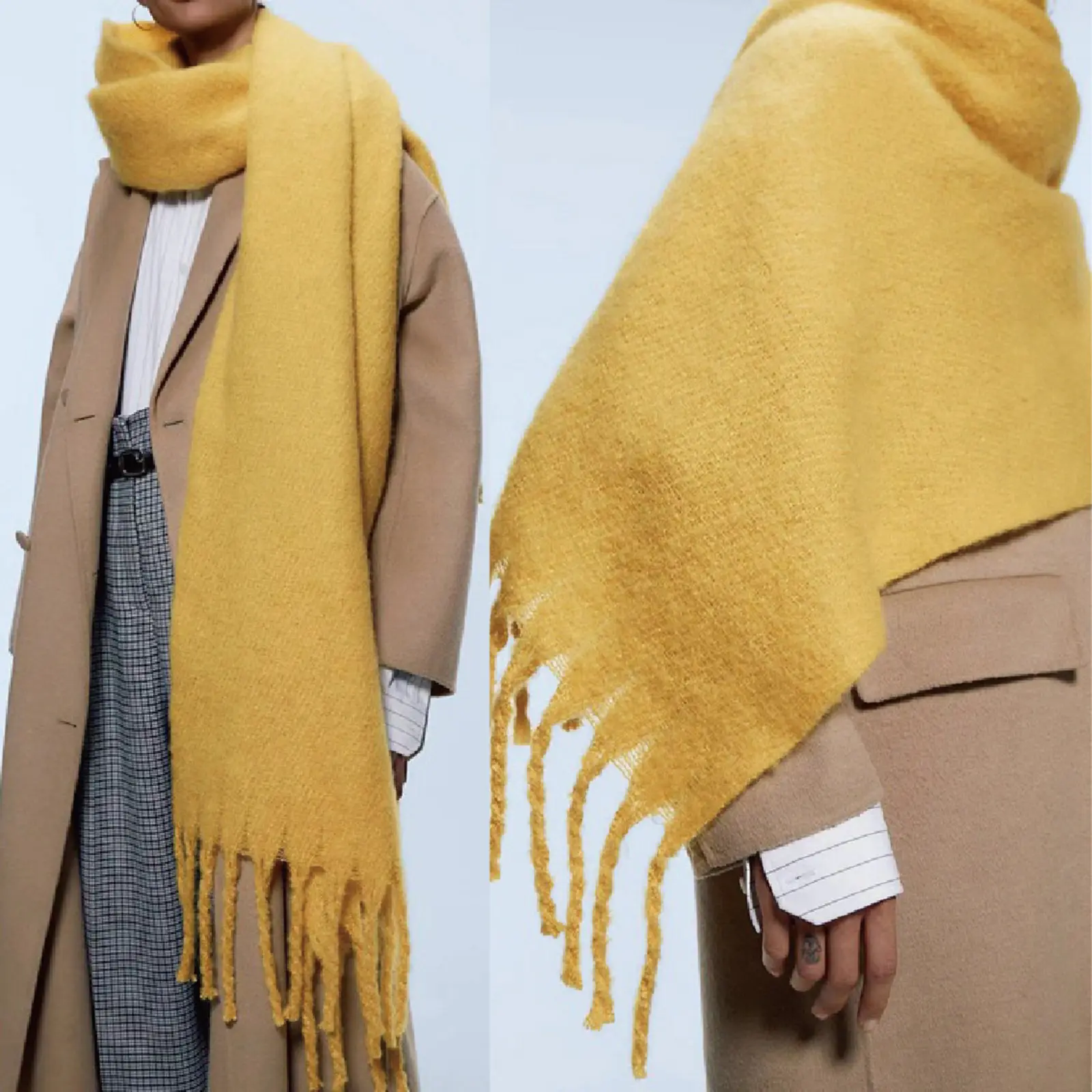 New thickened warm mohair scarf for women Soft cashmere winter thick shawl solid color blanket Wholesales