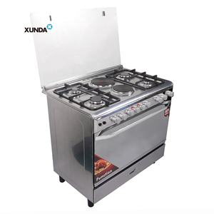 Four combiné Xunda, appareil de cuisine, cuisinière à gaz 6 brûleurs, cuisinière en acier inoxydable, cuisinière autonome, 4 brûleurs et 2 plaques chauffantes électriques avec four - Product Image 1
