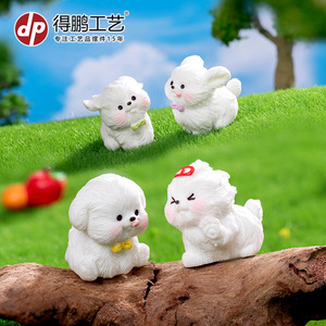 Figuritas de perros blancos bonitos, mini decoraciones de resina para escritorio y coche, adornos para el Día del Niño, accesorio de regalo para el Día de San Valentín D2130 - Product Image 5
