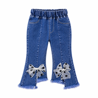 Jeans pour filles 2026 Nouvelle collection Printemps-Automne Vêtements pour enfants Pantalon long élastique pour bébé fille Pantalon évasé à nœud pour enfants