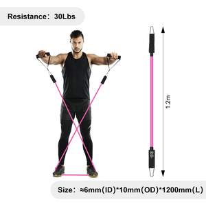 Pink Resistance <b>Bands</b> With Handles 5 Levels 10-50 Lbs Latex Exercise <b>Bands</b> Portable Multifunctional <b>Workout</b> Set For Adults - Product Image 4