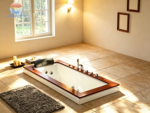 Baignoire acrylique encastrable Whirlpool avec massage par air et cascade, hydrothérapie, <span class=keywords><strong>spa</strong></span> japonais chauffé pour intérieur/extérieur - Product Image 2