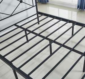 <span class=keywords><strong>Lit</strong></span> à plateforme moderne 140x200 en métal avec support de rangement solide pour appartement, hôtel, conception simple, meubles de chambre à coucher à bas prix - Product Image 6