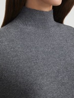 YUNCHI 100% pure laine classique automne/hiver femmes col haut à manches courtes décontracté robe droite