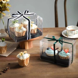 Boîtes à cupcakes marbrées à 2/4/6 cavités et emballages pour gâteaux, boîtes à biscuits avec fenêtre, porte-muffins, porte-dragées, contenants à desserts - Product Image 4