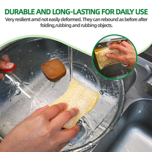 S Shaped Color Doubl Natural Loofah <b>Sponge</b> Pads Cellulose Wood Pulp Biodegradable Kitchen Cleaning Pop up <b>Sponges</b> - Product Image 4