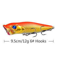 Leurre Popper Topwater 9,5 cm 12 g, appât dur pour la pêche en eau salée, pour la pêche à la traîne, gros gibier