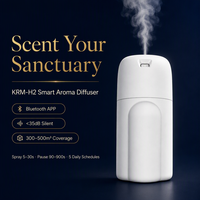 Diffuseur d'arômes mural sans fil 200 ml, double alimentation (batterie et application), 5 minuteurs, sans perçage, 300-500 m, pour hôtels, OEM personnalisé, noir et blanc