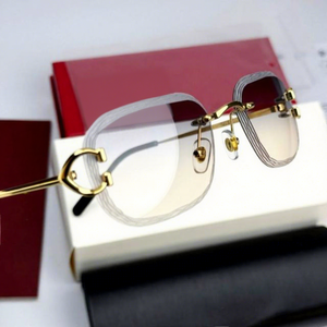 2026 Designer Sunglasses <b>for</b> Men Women Trendy Diamond Cut Rimless Square with UV400 Protection Fashion Label Receipt with Box - Product Image 1