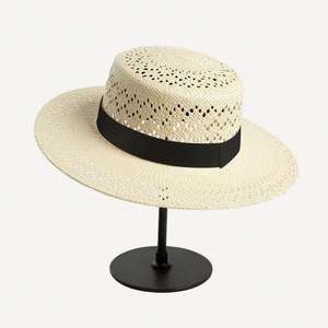Nouveau Chapeau Canotier Décontracté en Paille Tressée Tendance Printemps-Été Creux pour la Plage - Product Image 4