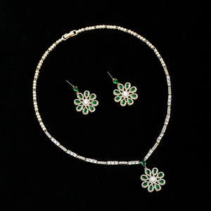 Sets Trendy bunga besar wanita pesta pernikahan 2pcs set perhiasan CZ kalung anting untuk pengantin bijoux femme N-68 - Product Image 1