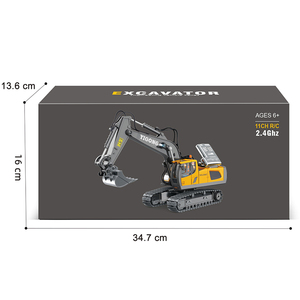 1:20 aleación 2,4 Ghz 11 canales <span class=keywords><strong>Rc</strong></span> excavadora juguete <span class=keywords><strong>Control</strong></span> remoto camión Juguetes Juegos de excavadora con música y sonidos <span class=keywords><strong>RC</strong></span> construcción - Product Image 6