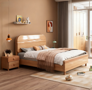 Cama Moderna con Cabecera de Diseño 2026, de Madera Sólida con Almacenamiento para Dormitorio Infantil, con Revestimiento de Cera Ecológica para Madera - Product Image 3