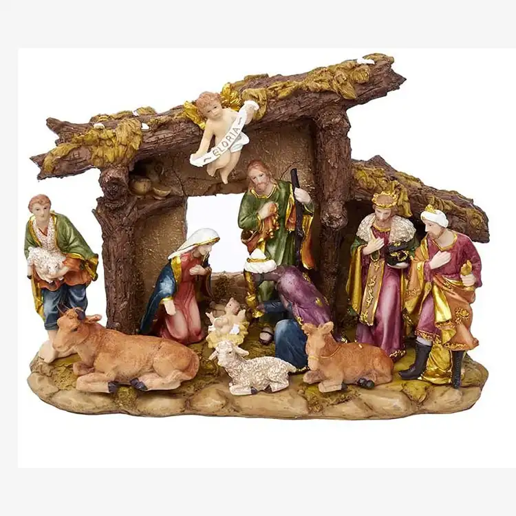 2022アマゾンホットセールホームクリスマスホリデーデコレーションレジン小さな聖なる家族のキリスト降誕セットクリスマスの置物