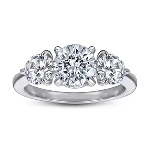 2024精品珠宝S925纯银镀金圆石高碳钻石无限元珠宝戒指