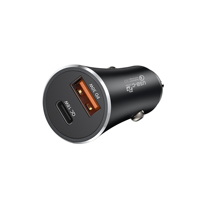 Cargador de Coche USB Metálico Super Mini de 18W, Carga Rápida QC3.0, Adaptador de Coche de Doble Puerto para Vehículos de 12V-24V