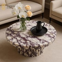 Table basse en marbre Calacatta Viola à veines violettes, forme ronde, style italien, de la marque YUSHI, en vente flash, pour la décoration de la maison
