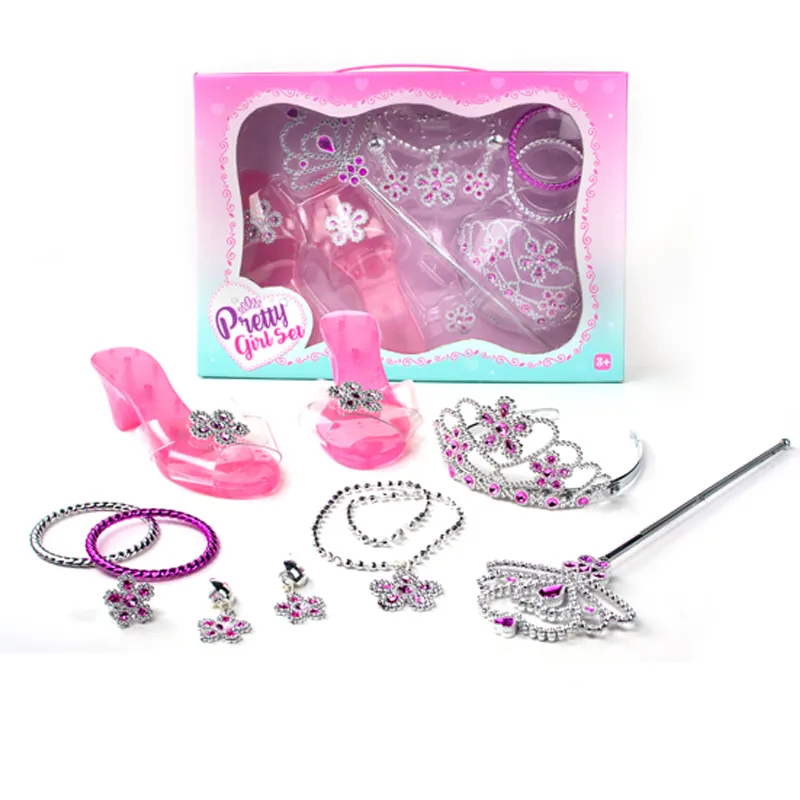 Custom girl toy Princess Dress Up Play Set accessori per bambole gioielli Boutique giocattoli con scarpe