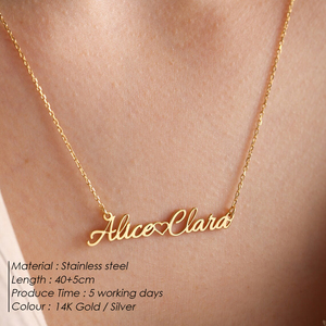 EManco Collana Personalizzata con Doppi Nomi e Cuore, Ciondolo con Nome Personalizzato, Gioielli in Acciaio Inossidabile per Donne, Regali per Coppie - Product Image 2