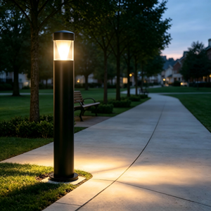 Black <b>LED</b> Lawn Bollard <b>Light</b> Outdoor Garden Path Lamp Surface Mounted Waterproof - Product Image 4