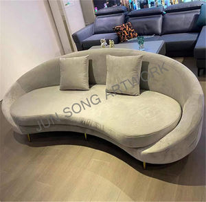 JS S22 شعبية الأثاث القمر شكل أريكة قماش الوردي صالون تجميل المخملية الأريكة الذهب سيقان معدنية <span class=keywords><strong>Grey</strong></span> الأريكة لغرفة المعيشة في الفندق - Product Image 3