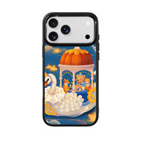 Coque de téléphone AG Feeling Black Edge avec motif Thé de l'après-midi doré pour iPhone 17, 17 Pro Max, 16 Pro, 15 – Coque magnétique