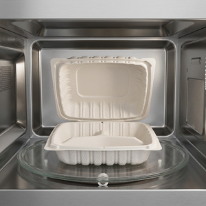 Tiya 3 Compartment White Hinged Disposable Food Grade PP BPA Free Stackable Take-out Food <b>Containers</b> Microwave Safe - Product Image 1