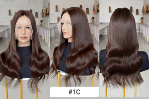New Virgin Human Hair <b>Wig</b> Lace Front for Lace Super Thin <b>Brown</b> Hair Woman Length 18-24 Inch Wholesale Price Hair#1C - Product Image 5